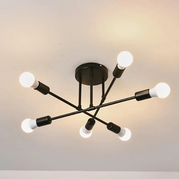 Deluxe Modern 6-Light Semi Flush Mount Sputnik Ceiling Light Fixture