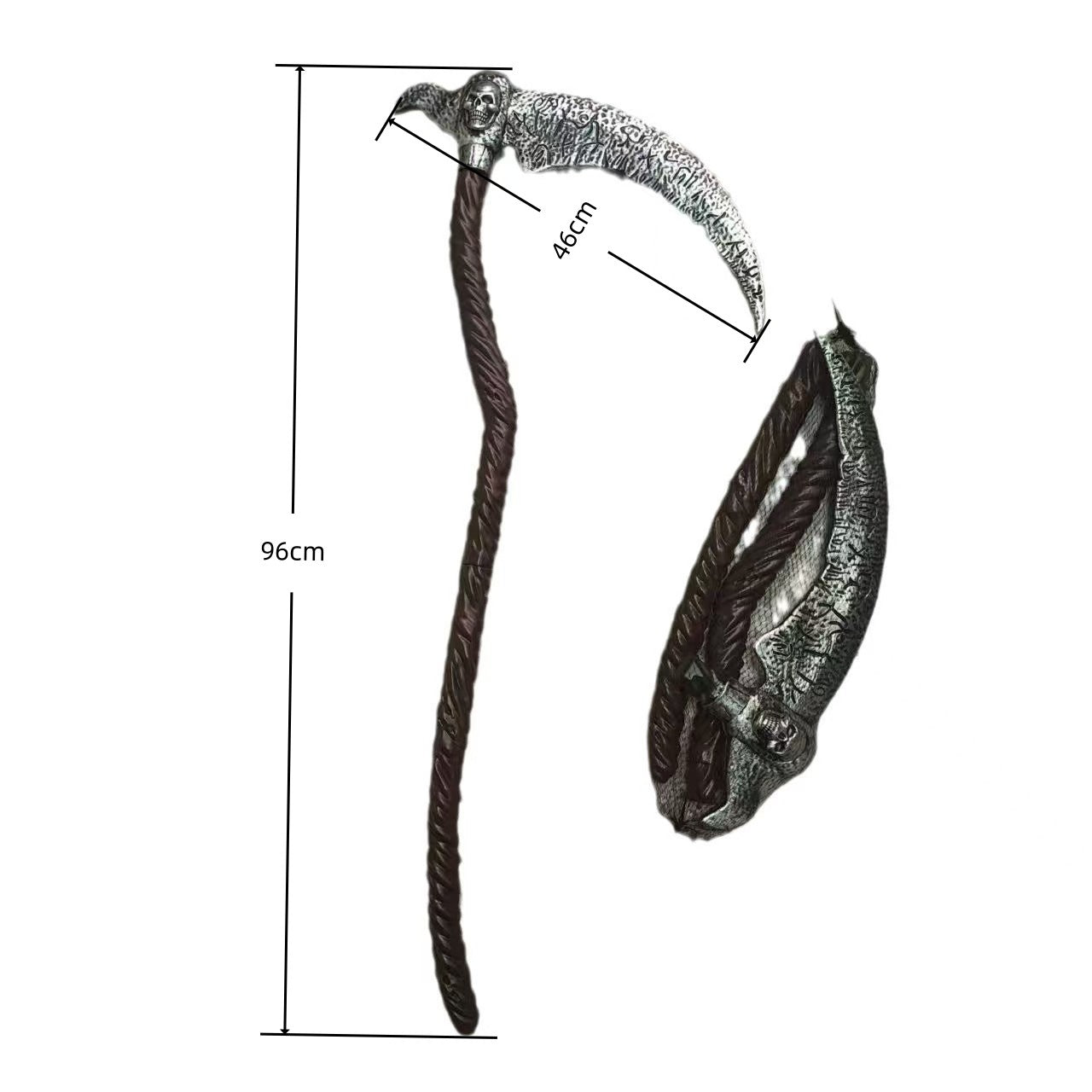 Grim Reaper Skull Scythe Prop – 3-Piece Modular Halloween Costume Weapon