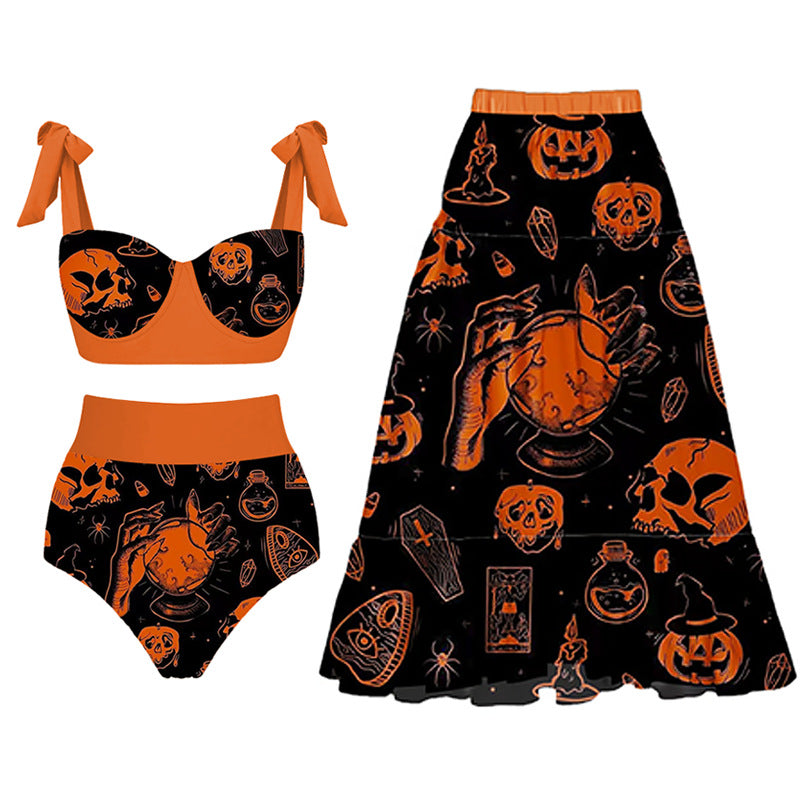 Deluxe Halloween High-Waisted Bikini, Skirt & Devil Swimsuit Collection