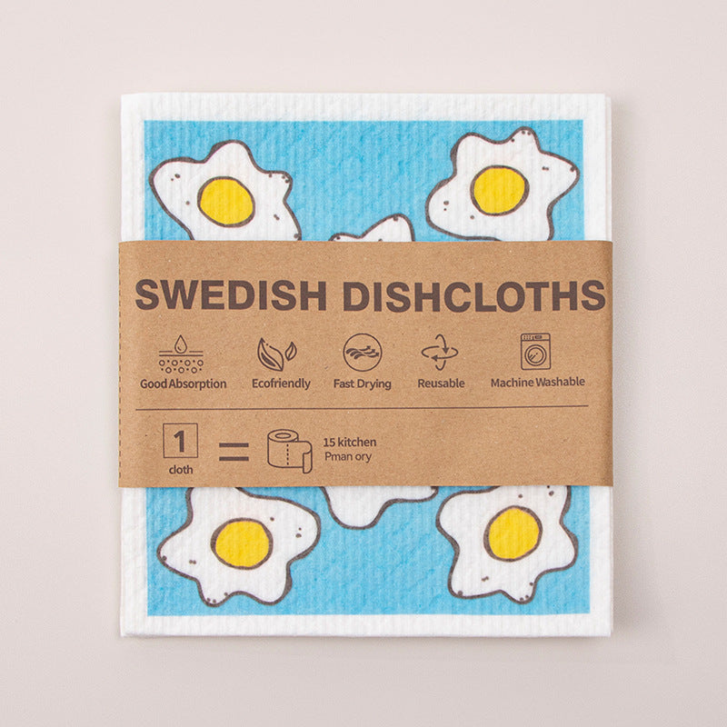 Kitchen Sponge Dishcloth Wholesale Multifunctional Water-Absorbing and Oil-Removing Scouring Pad Non-Woven Fabric German Wood Pulp Cotton Rag