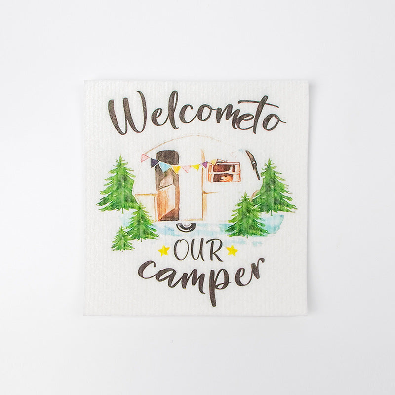 Kitchen Sponge Dishcloth Wholesale Multifunctional Water-Absorbing and Oil-Removing Scouring Pad Non-Woven Fabric German Wood Pulp Cotton Rag