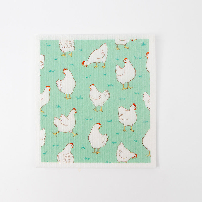 Kitchen Sponge Dishcloth Wholesale Multifunctional Water-Absorbing and Oil-Removing Scouring Pad Non-Woven Fabric German Wood Pulp Cotton Rag