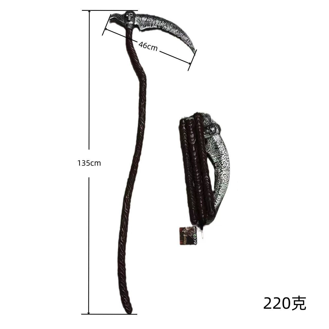 Grim Reaper Skull Scythe Prop – 3-Piece Modular Halloween Costume Weapon