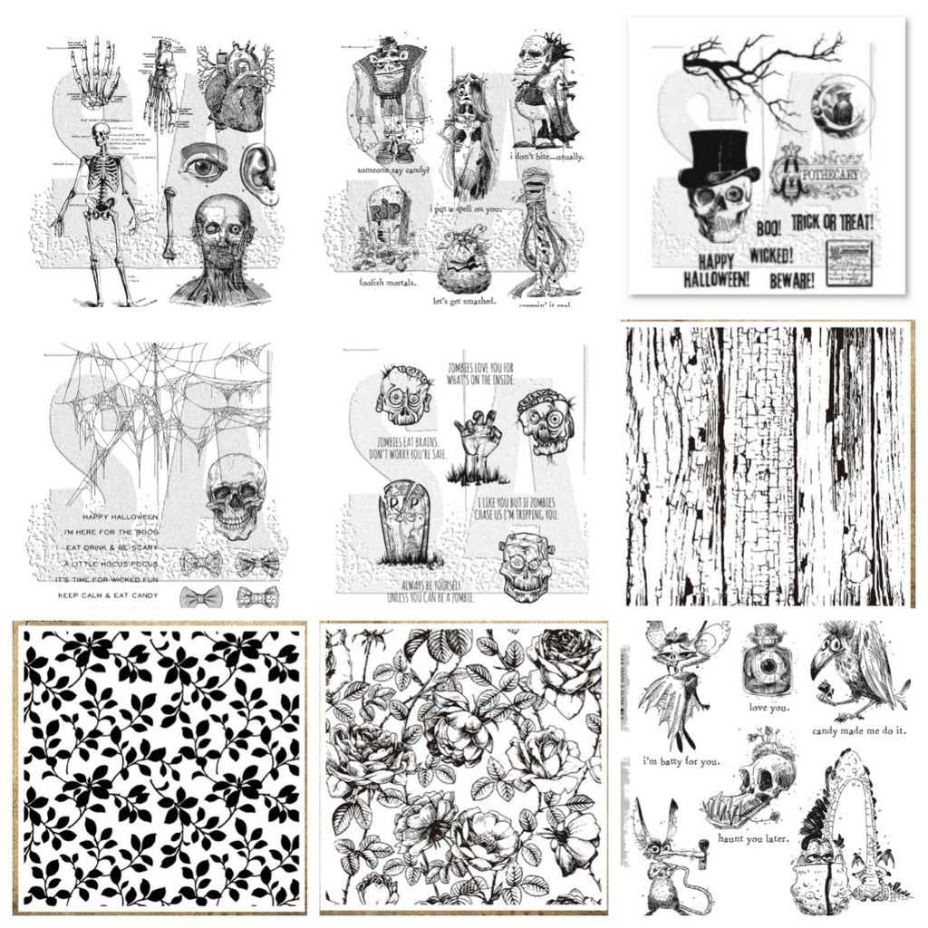 Deluxe Vintage Gothic Skull Clear Stamps for Journaling & DIY Crafts