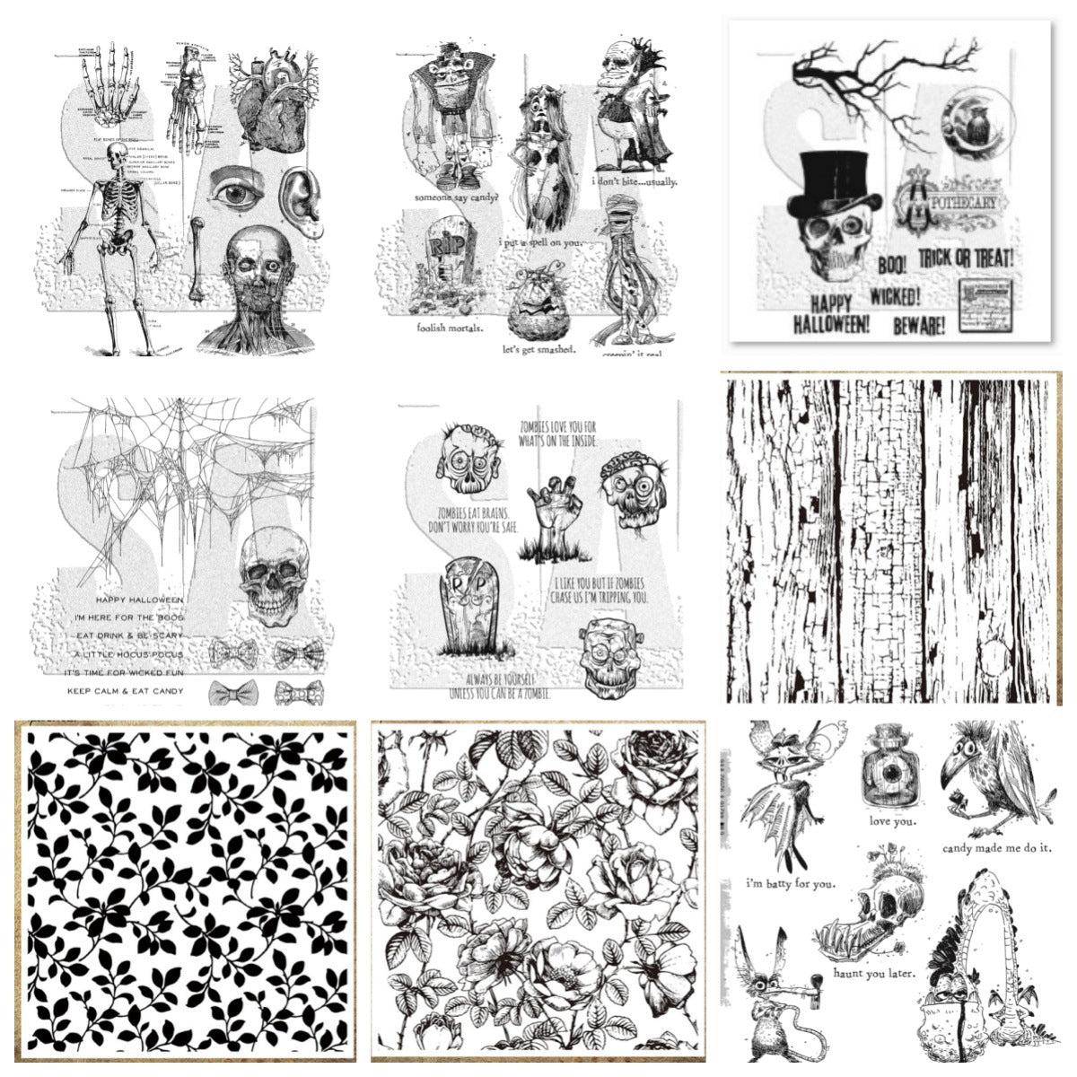 Deluxe Vintage Gothic Skull Clear Stamps for Journaling & DIY Crafts