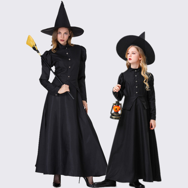 Classic Midnight Witch Costume & Hat Set