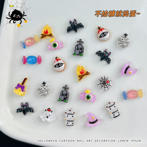 3D Halloween Cartoon Nail Art Charms (30-Piece Mixed Set)
