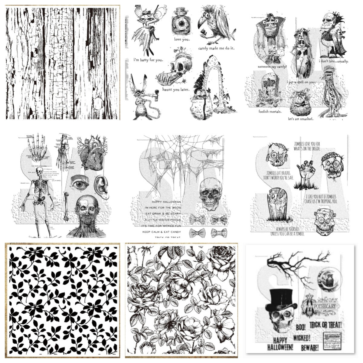 Deluxe Vintage Gothic Skull Clear Stamps for Journaling & DIY Crafts