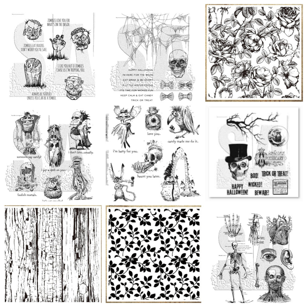 Deluxe Vintage Gothic Skull Clear Stamps for Journaling & DIY Crafts