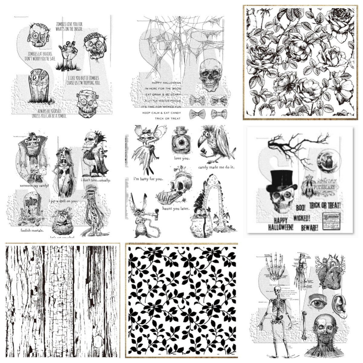Deluxe Vintage Gothic Skull Clear Stamps for Journaling & DIY Crafts