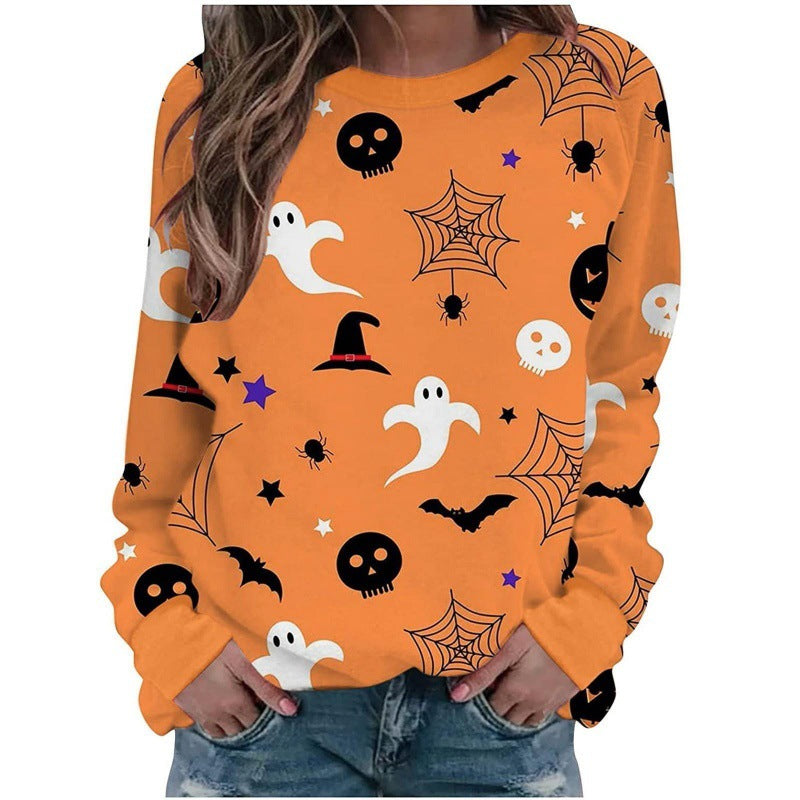 Deluxe Festive 3D Halloween Pumpkin & Cat Graphic Sweatshirt
