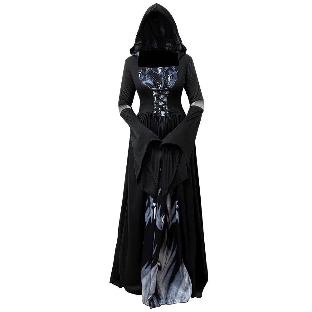 Deluxe Gothic Midnight Witch Hooded Gown