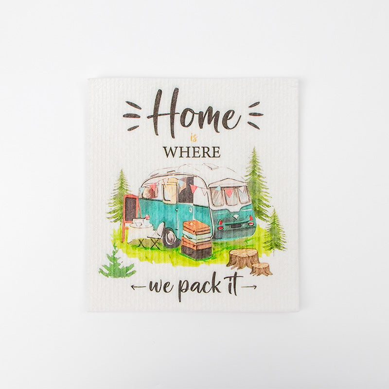 Kitchen Sponge Dishcloth Wholesale Multifunctional Water-Absorbing and Oil-Removing Scouring Pad Non-Woven Fabric German Wood Pulp Cotton Rag