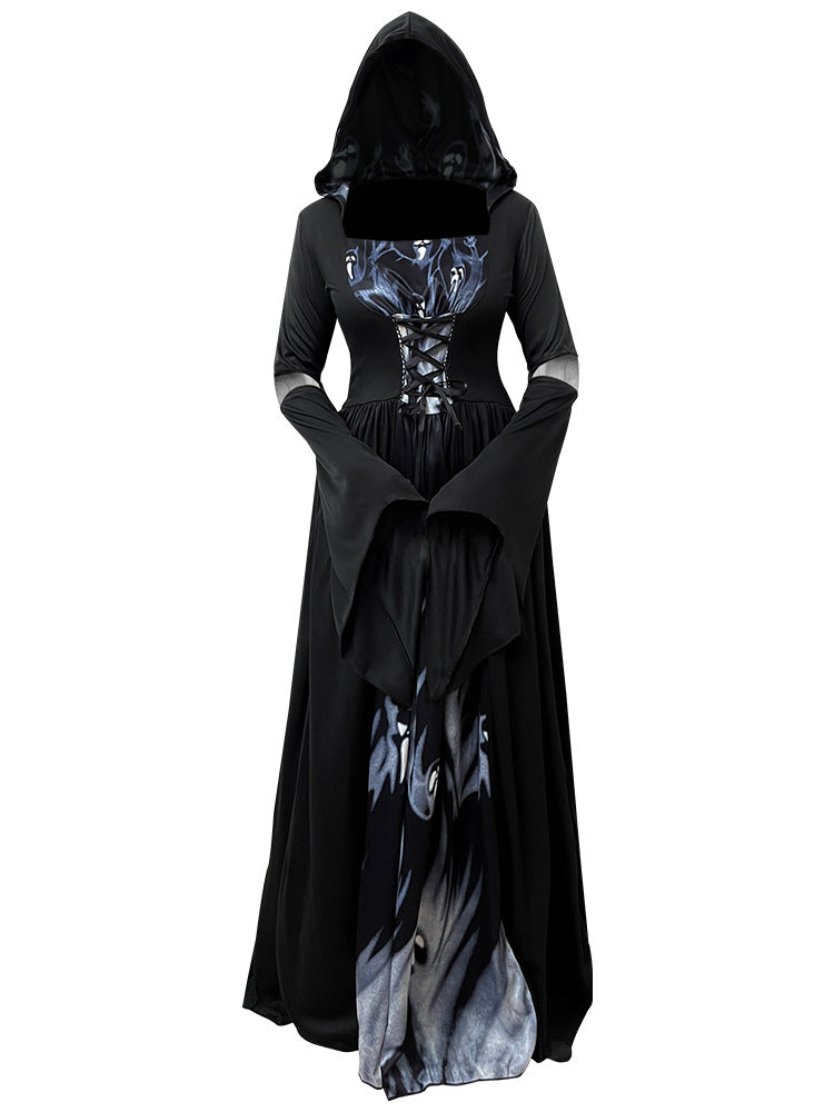Deluxe Gothic Midnight Witch Hooded Gown