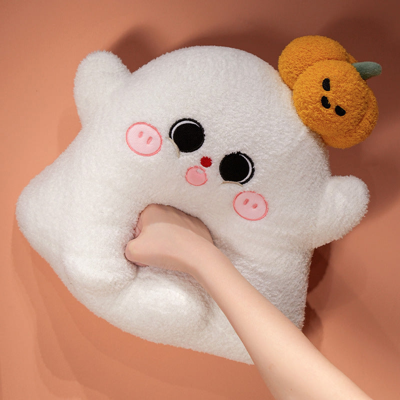 Deluxe Cozy Halloween Ghost & Pumpkin Plush Pillow