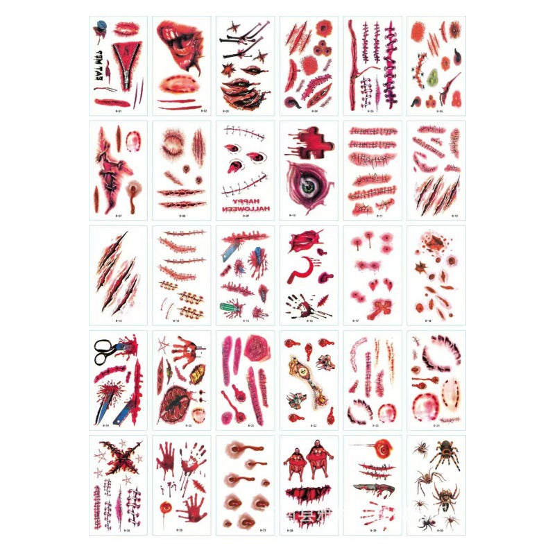 Deluxe Realistic Halloween Horror Wound & Scar Temporary Tattoos