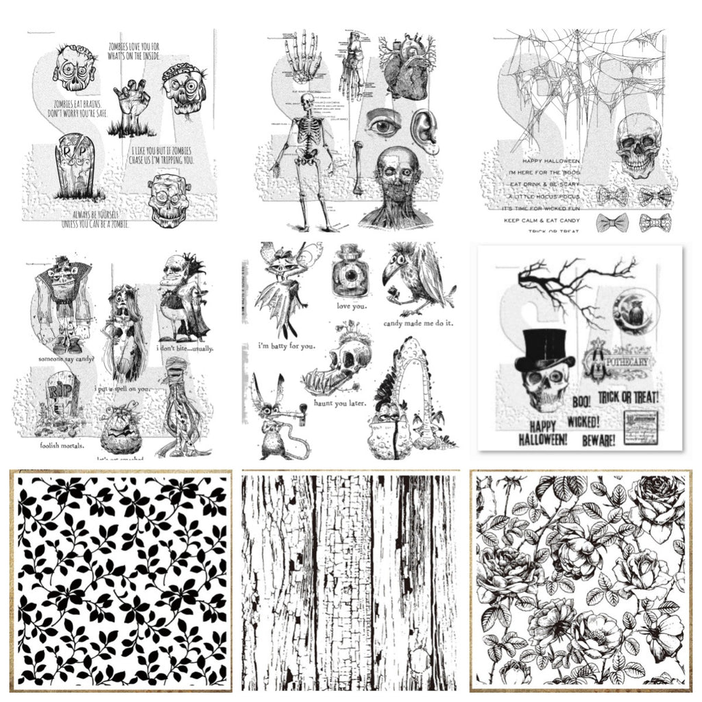 Deluxe Vintage Gothic Skull Clear Stamps for Journaling & DIY Crafts