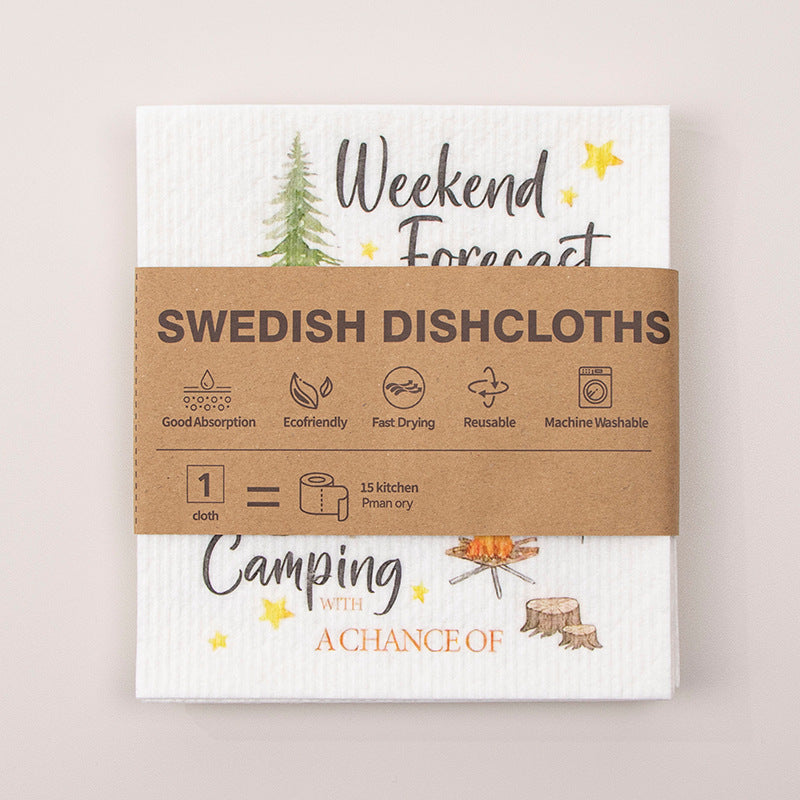 Kitchen Sponge Dishcloth Wholesale Multifunctional Water-Absorbing and Oil-Removing Scouring Pad Non-Woven Fabric German Wood Pulp Cotton Rag