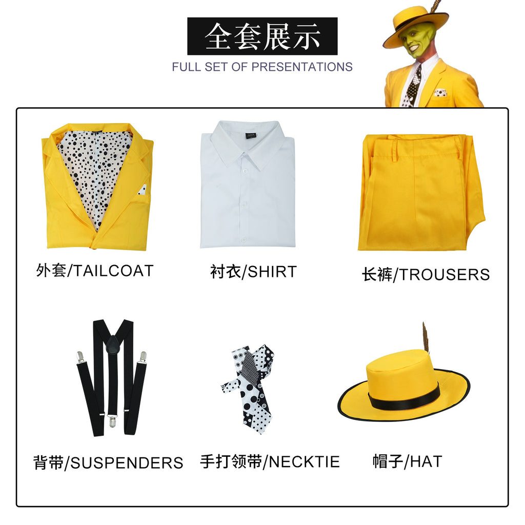 Deluxe 90s Vintage Yellow Suit & Hat Cosplay Set