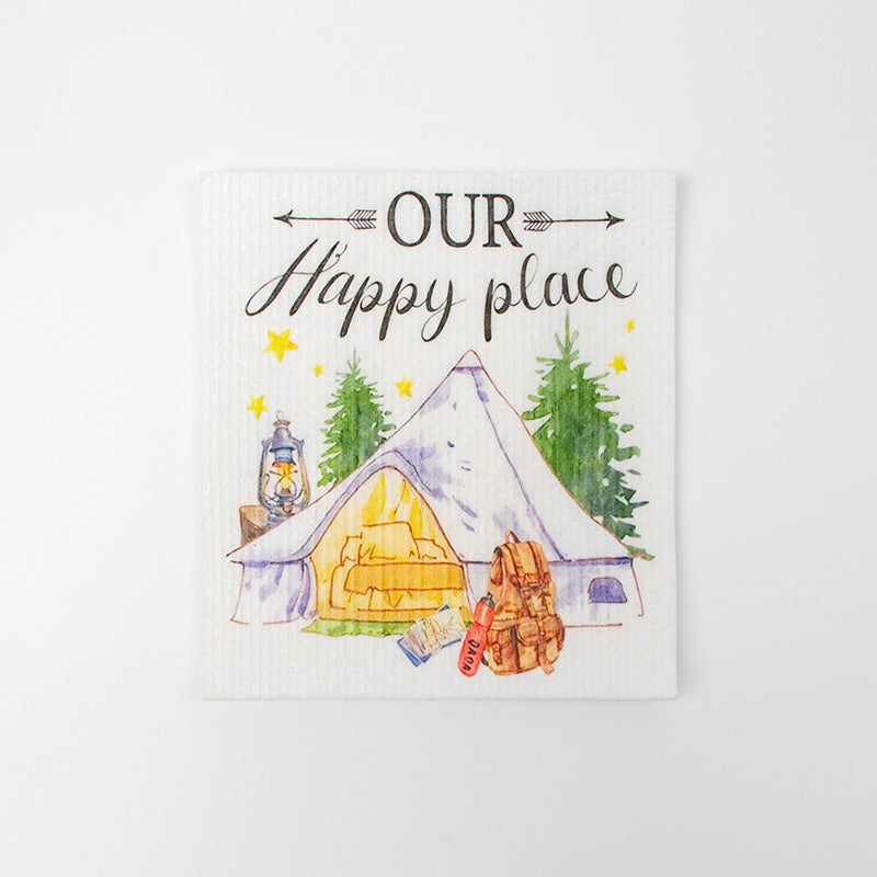 Kitchen Sponge Dishcloth Wholesale Multifunctional Water-Absorbing and Oil-Removing Scouring Pad Non-Woven Fabric German Wood Pulp Cotton Rag