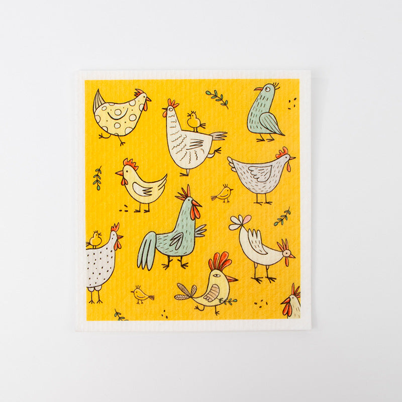 Kitchen Sponge Dishcloth Wholesale Multifunctional Water-Absorbing and Oil-Removing Scouring Pad Non-Woven Fabric German Wood Pulp Cotton Rag