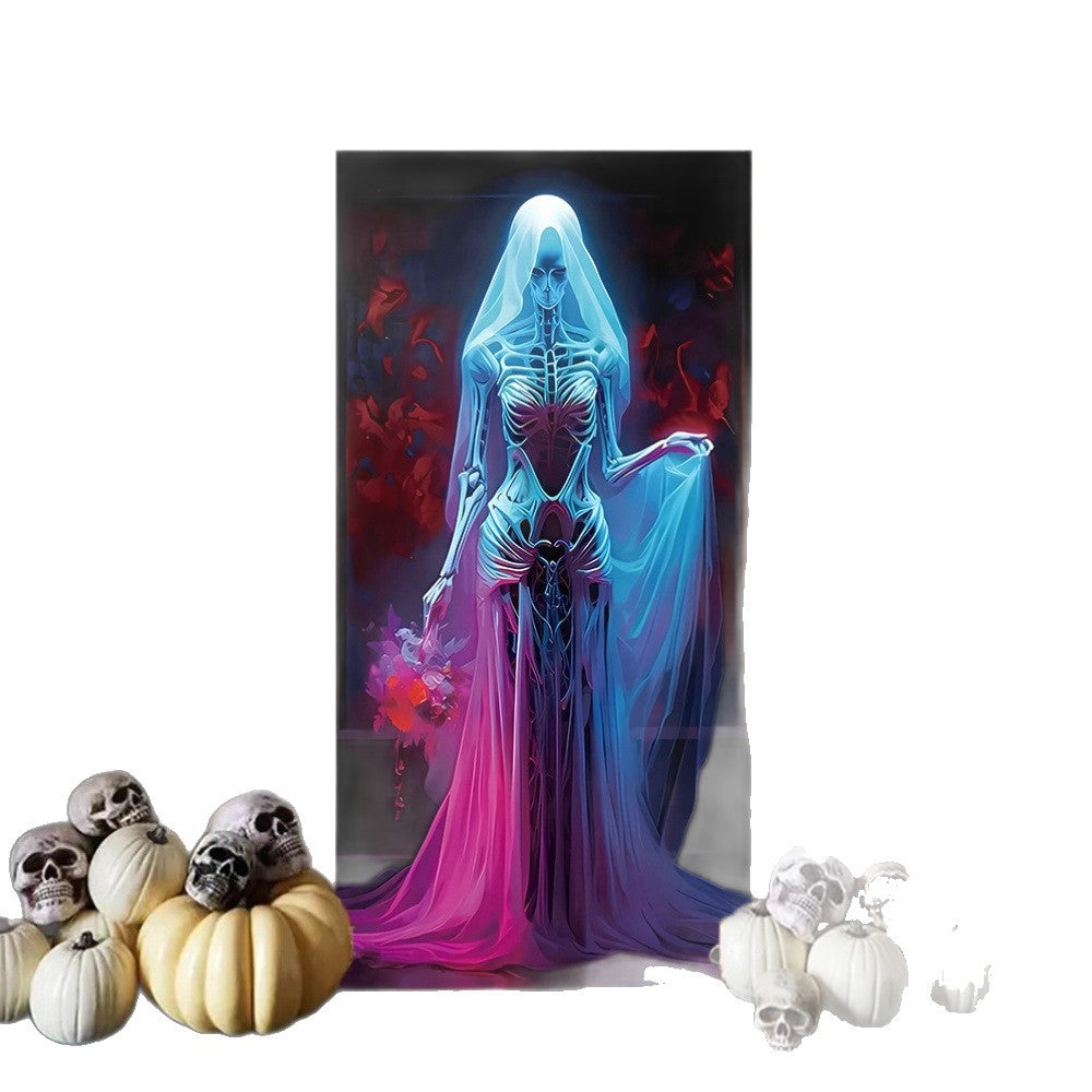 Deluxe Haunted Halloween Front Door Cover Tapestry (71" x 35")