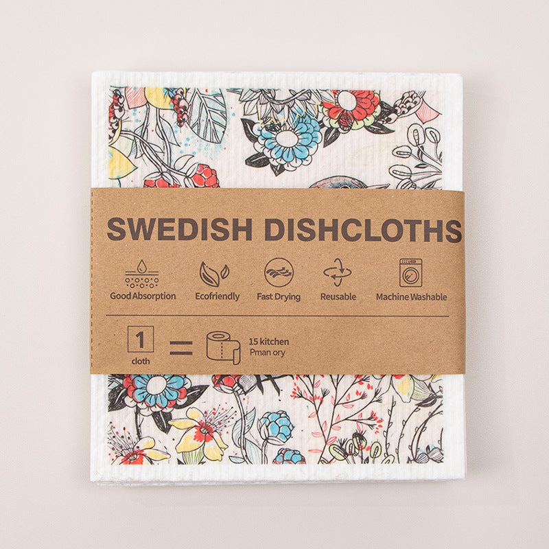 Kitchen Sponge Dishcloth Wholesale Multifunctional Water-Absorbing and Oil-Removing Scouring Pad Non-Woven Fabric German Wood Pulp Cotton Rag