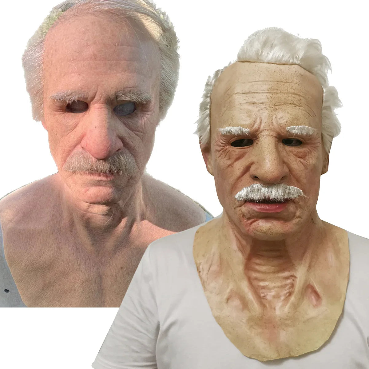 Woman Man Mask Full Head Face Realistic Silicone Grandpa Grandma Mask Simulation Supplies Halloween Decor Party Cosplay Props
