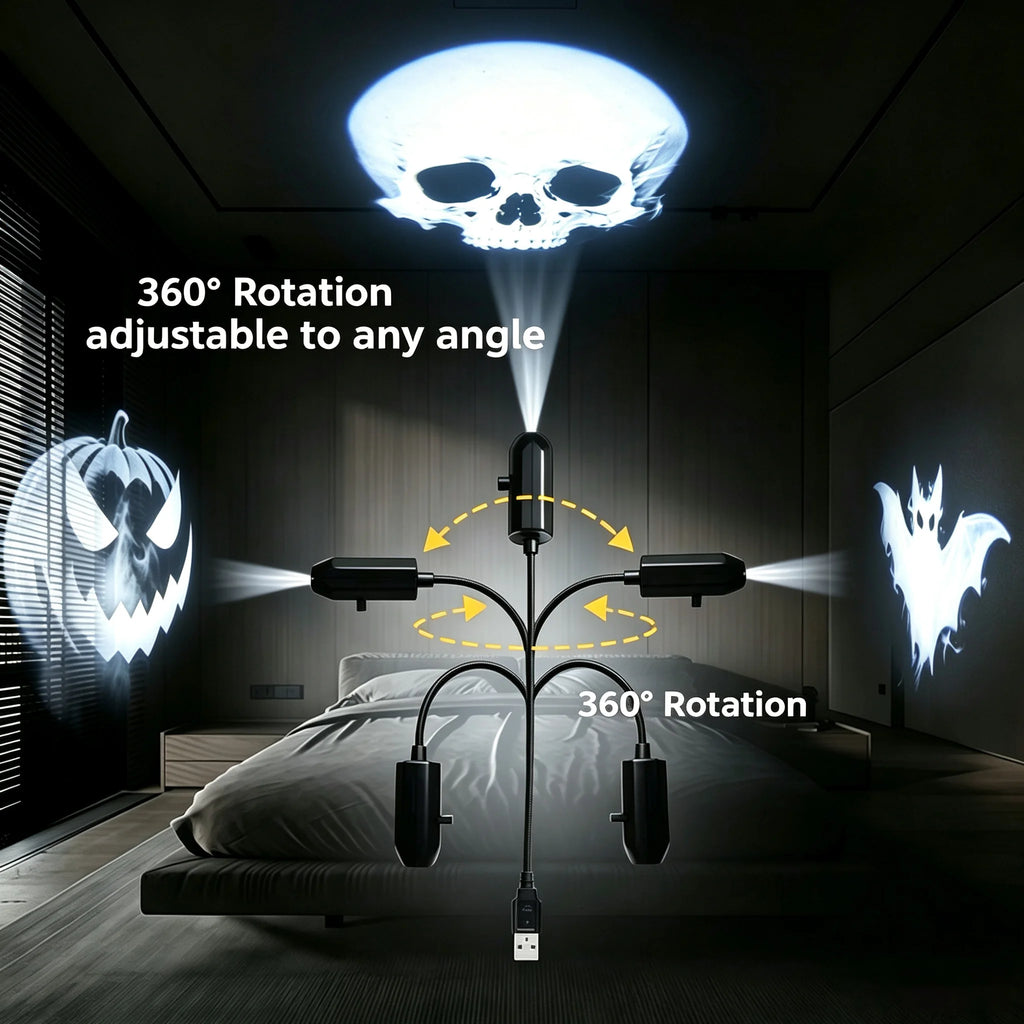 Deluxe USB Halloween HD Mini Projector Light with Spooky Slides