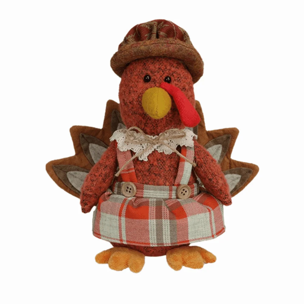 Creative Thanksgiving Turkey Rustic Funny Stuffed Turkey Animal Figurine Autumn Theme Decorative Stuffed Turkey