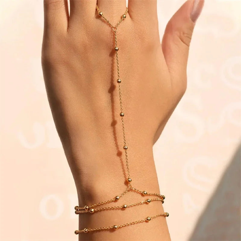 Deluxe Minimalist Dainty Hand Chain Bracelet & Finger Ring Harness