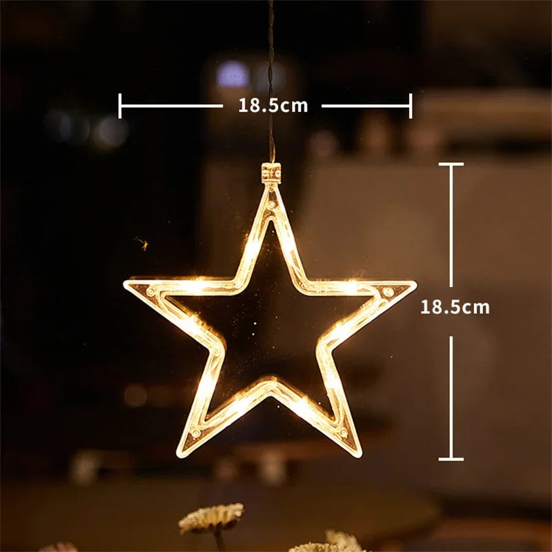 Christmas LED Light Snowflake Santa Hanging Battery-operated Window Ornaments Decoration for Home Xmas Navidad New Year Decor