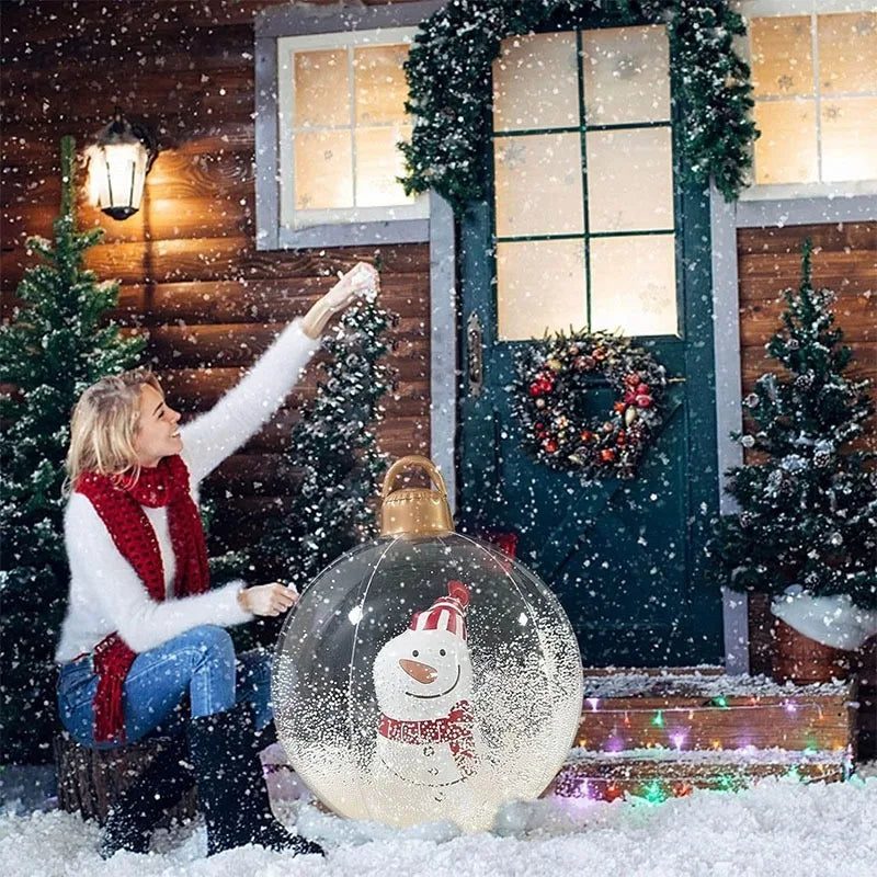 Christmas Inflatable Decorated Ball 60cm Outdoor PVC Giant Big Large Balls Xmas Tree Decorations Toy Ball No/With Light Ornament