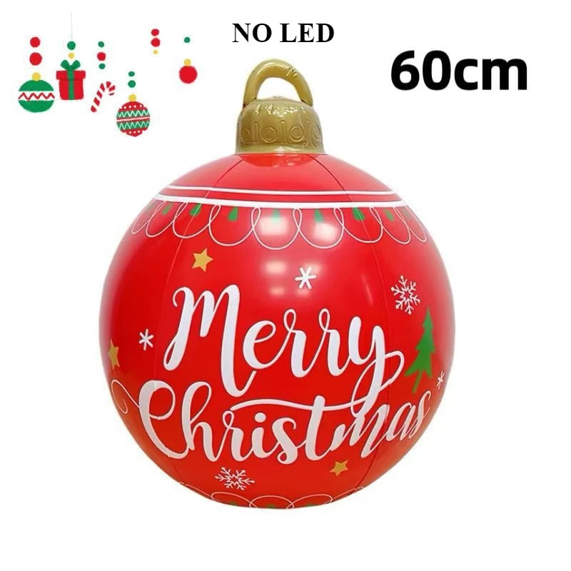 Christmas Inflatable Decorated Ball 60cm Outdoor PVC Giant Big Large Balls Xmas Tree Decorations Toy Ball No/With Light Ornament