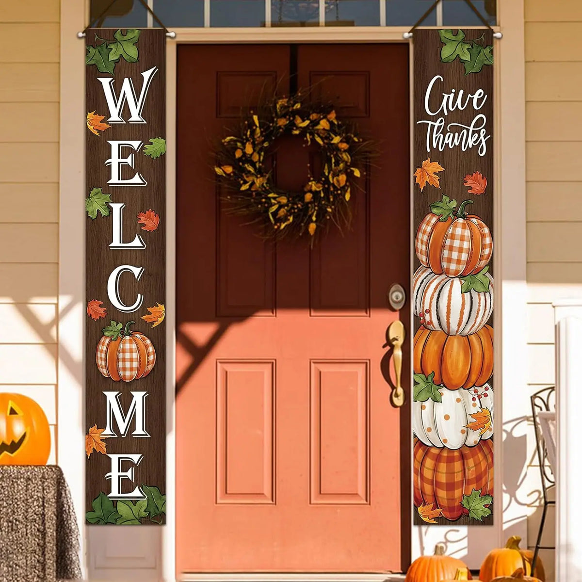 Thanksgiving Welcome Porch & Wall Banner – Fall Harvest Party Decor