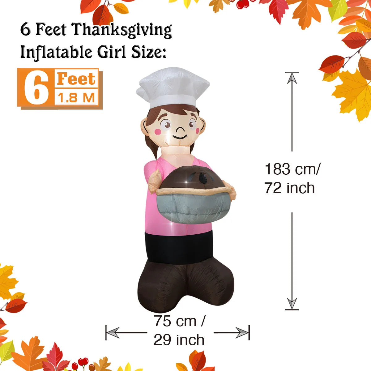 Thanksgiving Inflatable Turkey Decoration with LED Lights Suitable for Fall Harvest Party, Indoor and Outdoor Shopping Mall Yard
