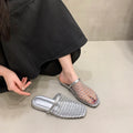 Deluxe Women's Retro Woven Mesh Flat Slip-On Mule Slides