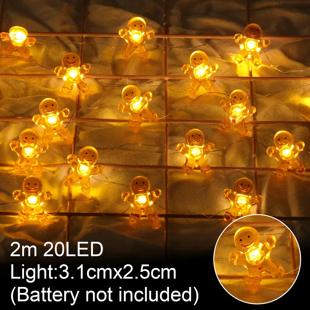 Christmas Tree String Lights Santa Claus Snowman Elk Garland 2023 Christmas Decorations for Home Xmas Ornaments Navidad New Year