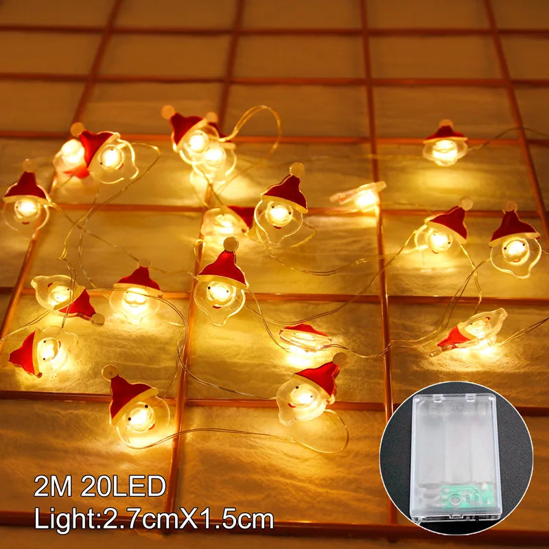 Christmas Tree String Lights Santa Claus Snowman Elk Garland 2023 Christmas Decorations for Home Xmas Ornaments Navidad New Year