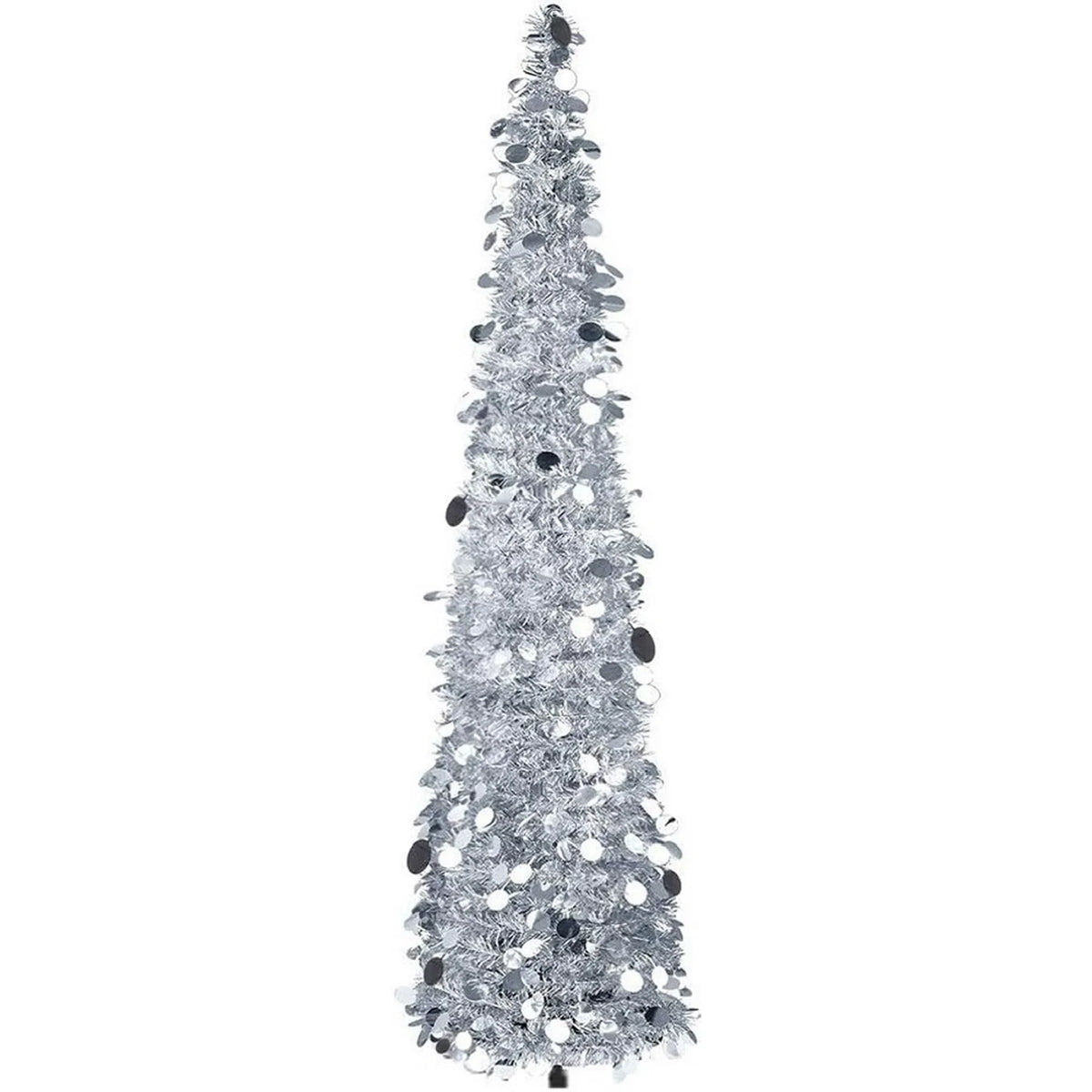 Christmas Tree 1.2m Retractable Foldable Tinsel Chenille Spiral Design Festive Holiday Christmas Decor Home Indoor Accessory