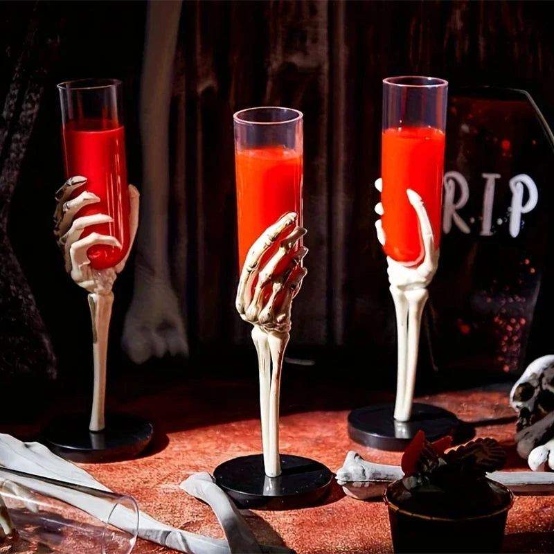Halloween Decorations Retro Goblet Tableware Skeleton Hand Arm Design Plastic Champagne Flutes Halloween Party Bar Accessories