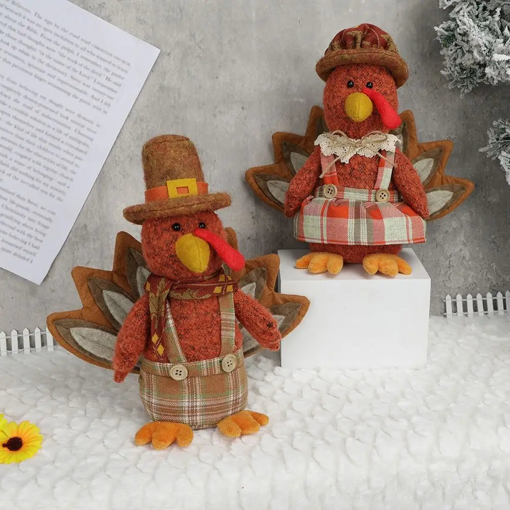 Creative Thanksgiving Turkey Rustic Funny Stuffed Turkey Animal Figurine Autumn Theme Decorative Stuffed Turkey