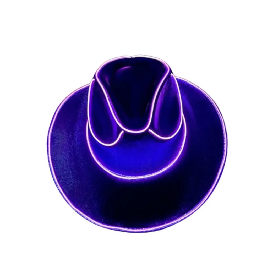 Pearlescent Neon Halloween Hats Colorful Cosplay Party Hats LED Luminous Cowboy Hat Cool Fashion Western Cowboy Hat Kids