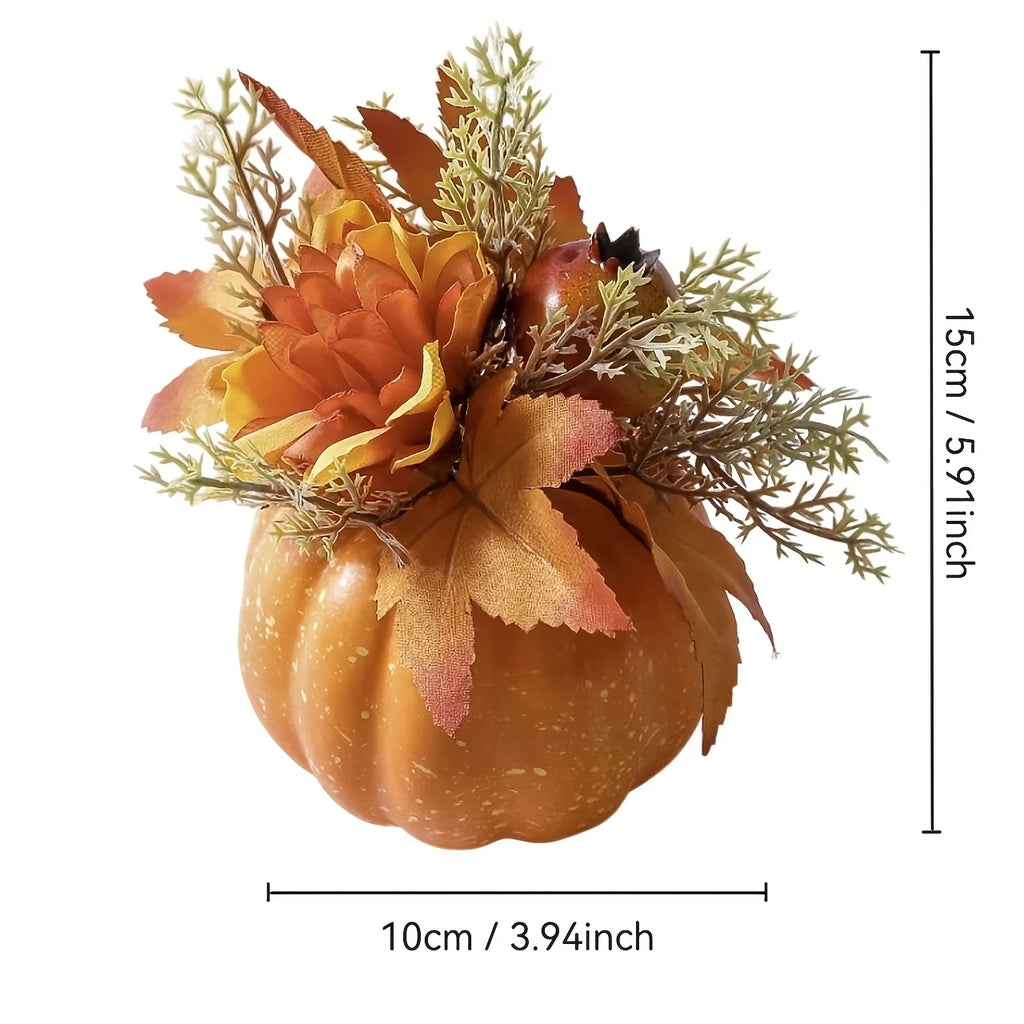 1 Piece Thanksgiving Harvest Artificial Flower and Artificial Pumpkin Decoration, Suitable for Placing and Arranging at the Home Dining Table during Harvest Festival and Thanksgiving