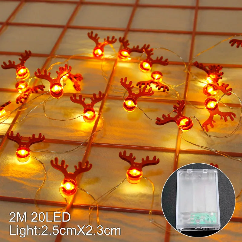 Christmas Tree String Lights Santa Claus Snowman Elk Garland 2023 Christmas Decorations for Home Xmas Ornaments Navidad New Year