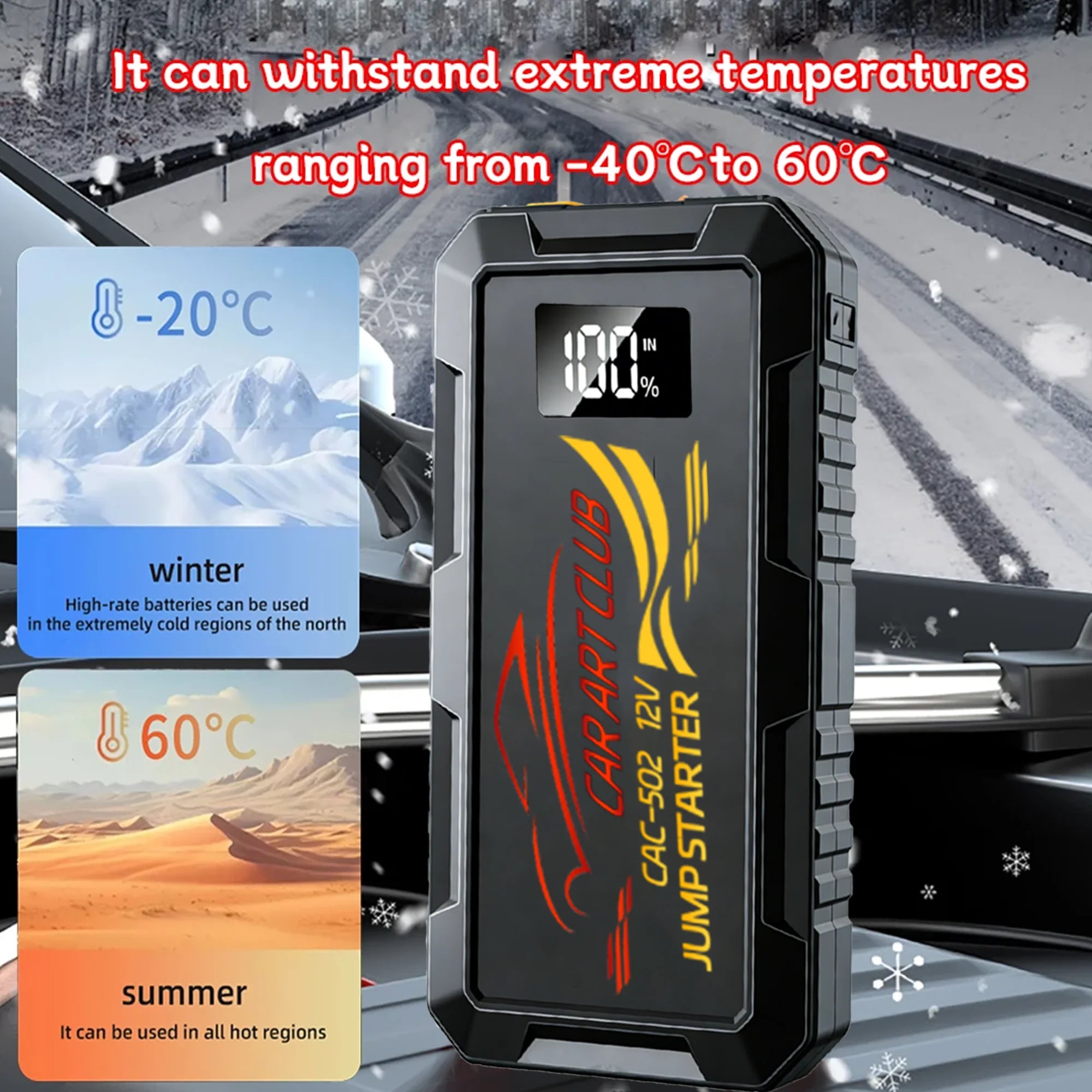 2026 12V Car Jump Starter Power Bank Portable Car Battery Booster Charger Starting Device Auto Emergency Start-up Lighting
