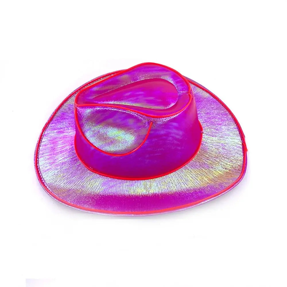 Pearlescent Neon Halloween Hats Colorful Cosplay Party Hats LED Luminous Cowboy Hat Cool Fashion Western Cowboy Hat Kids