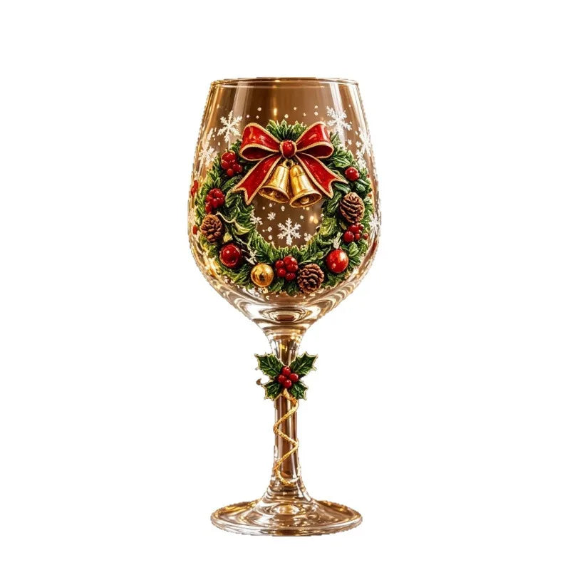 Christmas Snowflake Stemmed Goblet Luxury Art Glassware Winter Holiday Wine Cup Xmas Table Decor Gift Drinking Glasses