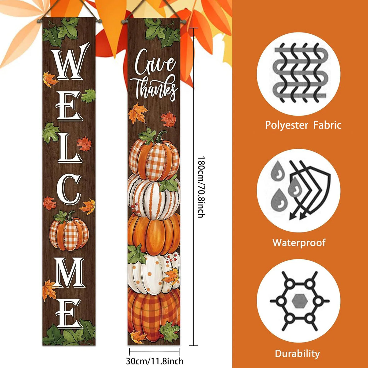 Thanksgiving Welcome Porch & Wall Banner – Fall Harvest Party Decor