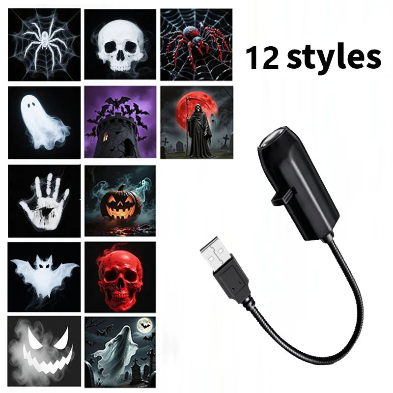 Deluxe USB Halloween HD Mini Projector Light with Spooky Slides